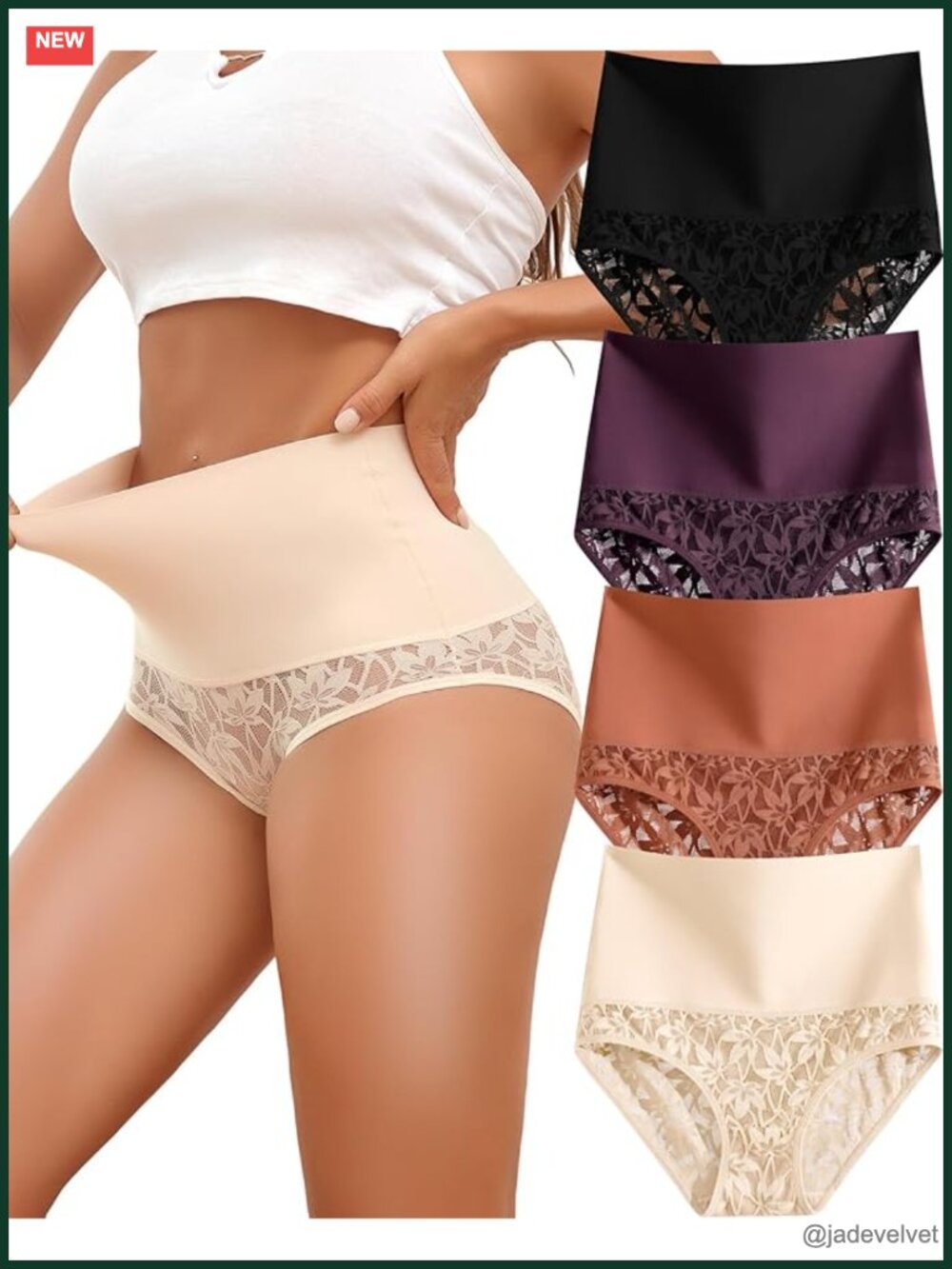 High Waisted Tummy Control Shapewear Panties 4-Pack Seamless Lace Plus Size